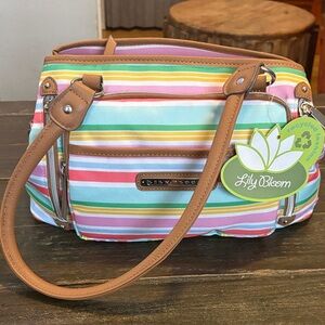 Lily Bloom Pastel Striped Shoulder Bag